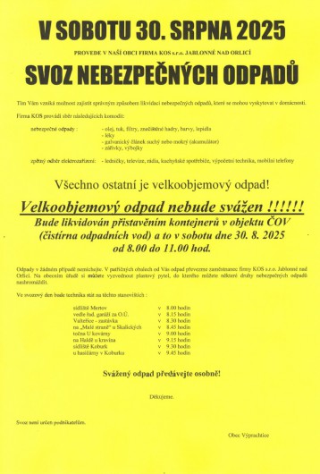Obrzek: Svoz srpen 2025